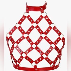 Women's Leather Body Harness Cage Bra Belt for Rave Dance